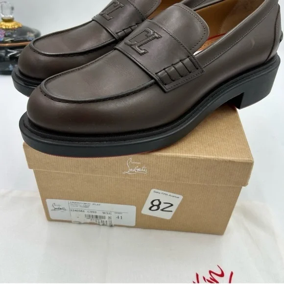 Men’s Christian Louboutin Urbino moc Leather logo Loafers size 41 made in Italy